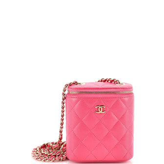 Chanel Vertical Classic Vanity Case with Chain Quilted Caviar Mini