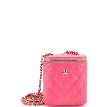 Chanel Vertical Classic Vanity Case with Chain Quilted Caviar Mini