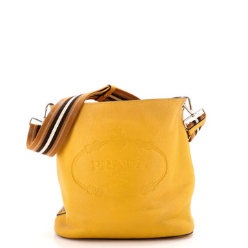 Prada Logo Bucket Messenger Bag Vitello Phenix Medium
