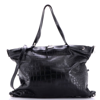 Saint Laurent ID Convertible Bag Crocodile Embossed Leather Large