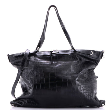 Saint Laurent ID Convertible Bag Crocodile Embossed Leather Large