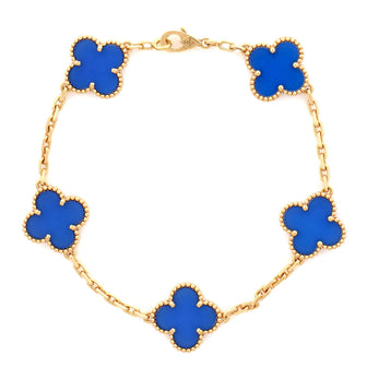 Van Cleef & Arpels Vintage Alhambra 5 Motifs Bracelet 18K Yellow Gold and Agate