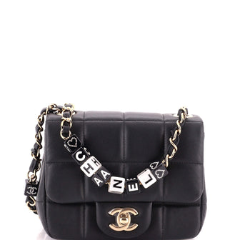 Chanel Monacoco Logo Blocks Square Flap Bag Quilted Lambskin with Resin Mini