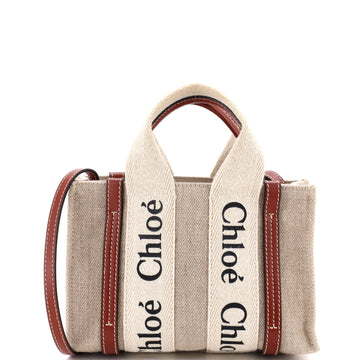 Chloe Woody Convertible Tote Canvas with Leather Mini