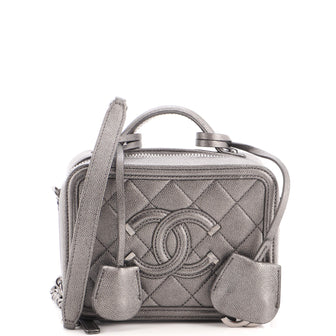 Chanel Filigree Vanity Case Quilted Caviar Small