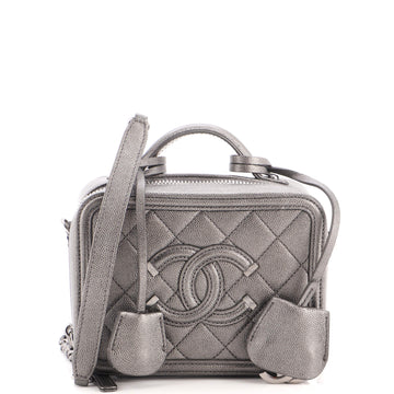 Chanel Filigree Vanity Case Quilted Caviar Small