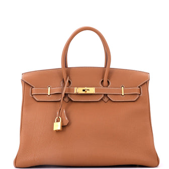 Hermes Birkin Handbag Gold Togo with Gold Hardware 35