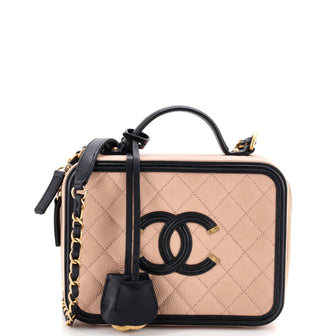 Chanel Filigree Vanity Case Quilted Caviar Medium