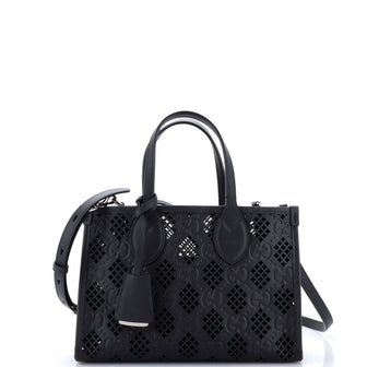Gucci Convertible Tote GG Debossed Laser Cut Leather Small