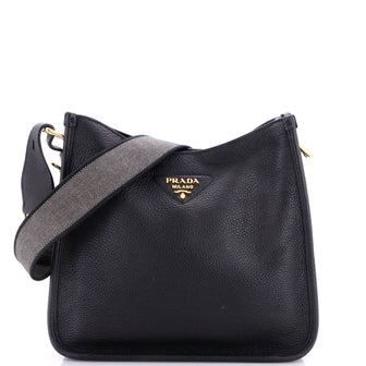 Prada Logo Strap Crossbody Bag Vitello Daino Medium