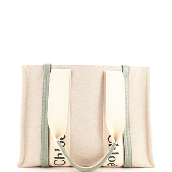 Chloe Woody Tote Canvas with Leather Medium