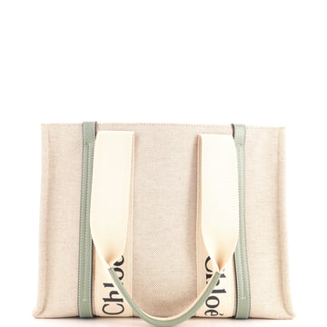 Chloe Woody Tote Canvas with Leather Medium