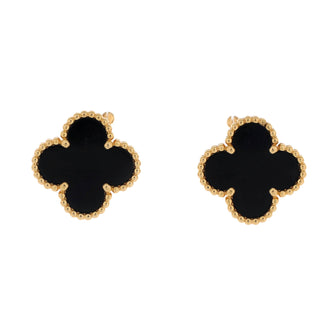 Van Cleef & Arpels Vintage Alhambra Earrings 18K Yellow Gold and Onyx