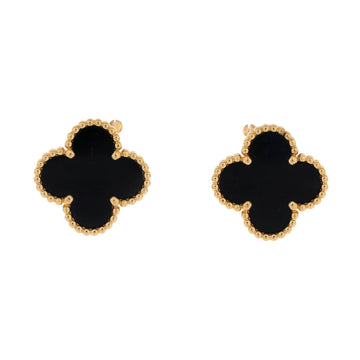Van Cleef & Arpels Vintage Alhambra Earrings 18K Yellow Gold and Onyx