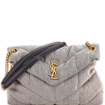 Saint Laurent Loulou Puffer Shoulder Bag Quilted Vintage Denim Medium