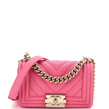Chanel Boy Flap Bag Chevron Caviar Small
