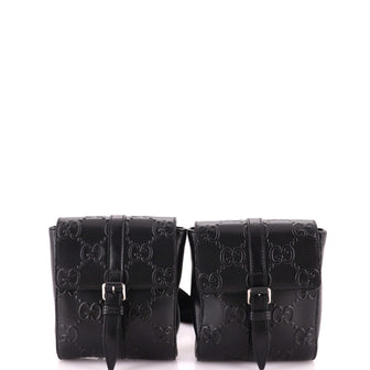 Gucci Double Belt Bag GG Embossed Perforated Leather