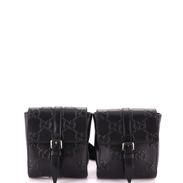 Gucci Double Belt Bag GG Embossed Perforated Leather