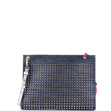 Christian Louboutin Skypouch Crossbody Spiked Denim