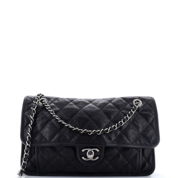 Chanel French Riviera Flap Bag Quilted Caviar Large