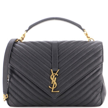 Saint Laurent Classic Monogram College Bag Matelasse Chevron Leather Large