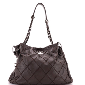 Chanel Expandable Zip Around Tote Quilted Leather Large