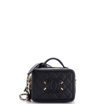 Chanel Filigree Vanity Case Quilted Caviar Small