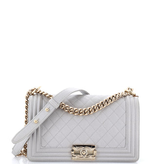 Chanel Boy Flap Bag Quilted Caviar Old Medium