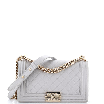 Chanel Boy Flap Bag Quilted Caviar Old Medium
