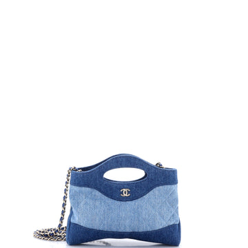 Chanel 31 Shopping Bag Clutch with Chain Quilted Denim Small