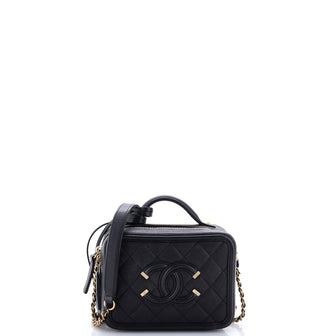 Chanel Filigree Vanity Case Quilted Caviar Small