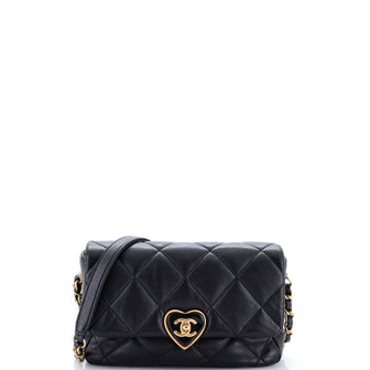 Chanel Coco Love CC Heart Flap Bag Quilted Lambskin Small