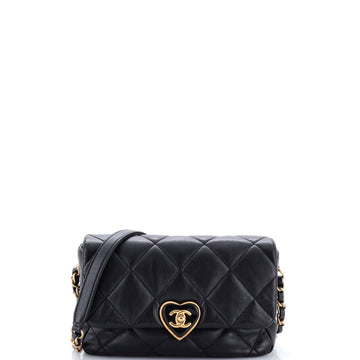 Chanel Coco Love CC Heart Flap Bag Quilted Lambskin Small