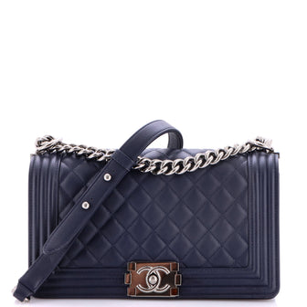 Chanel Boy Flap Bag Quilted Calfskin Old Medium
