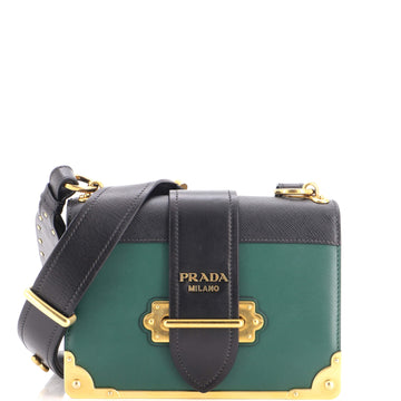 Prada Cahier Crossbody Bag Leather and Saffiano Leather Small