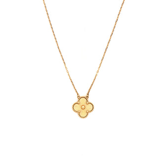 Van Cleef & Arpels Vintage Alhambra Pendant Necklace Guilloche 18K Yellow Gold