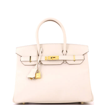 Hermes Birkin Handbag Craie Epsom with Gold Hardware 30
