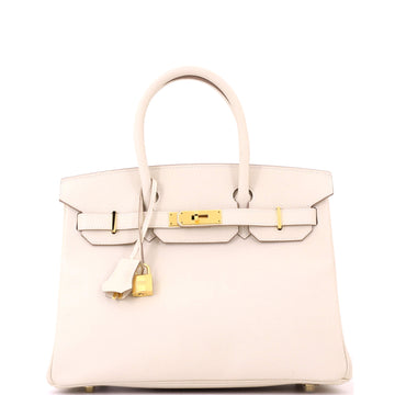 Hermes Birkin Handbag Craie Epsom with Gold Hardware 30