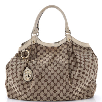 Gucci Sukey Tote GG Canvas with Leather Large