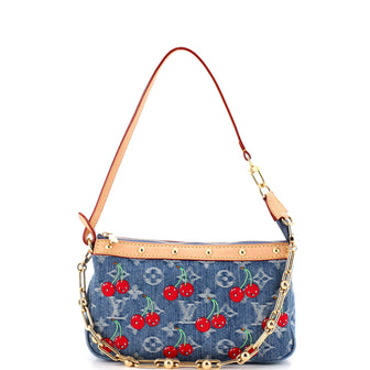 Louis Vuitton x Takashi Murakami Chain Pochette Accessoires NM Limited Edition Monogram Cerises Denim