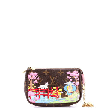 Louis Vuitton Pochette Accessoires Limited Edition Vivienne Xmas Monogram Canvas Mini
