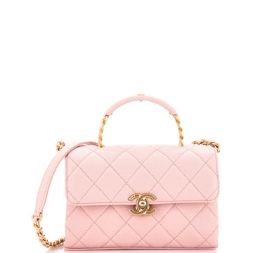 Chanel Carry Me Top Handle Flap Bag Quilted Caviar Mini