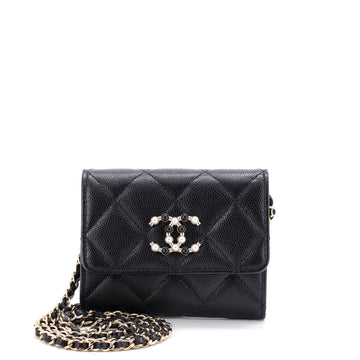 Chanel Coco Candy Card Holder on Chain Quilted Caviar