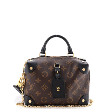 Louis Vuitton Petite Malle Souple Handbag Monogram Canvas with Leather