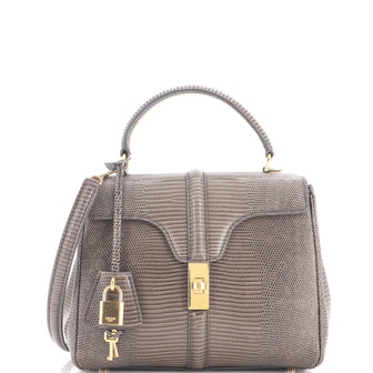 Celine 16 Top Handle Bag Lizard Small