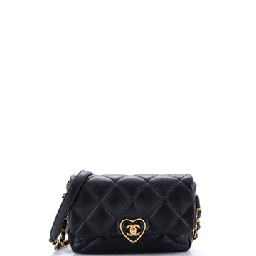 Chanel Coco Love CC Heart Flap Bag Quilted Lambskin Small