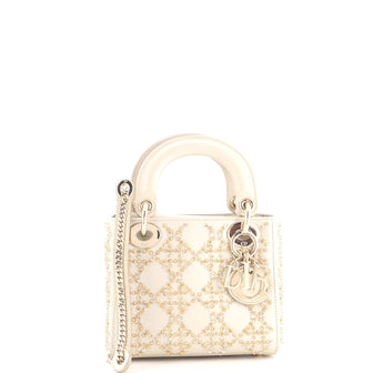 Christian Dior Lady Dior Chain Bag Crystal Embellished Cannage Quilt Leather Mini