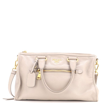 Prada Front Zip Convertible Satchel Vitello Phenix Medium