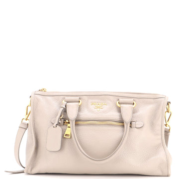 Prada Front Zip Convertible Satchel Vitello Phenix Medium