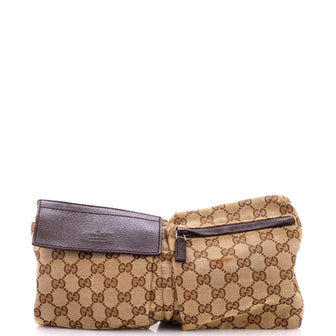 Gucci Vintage Double Belt Bag GG Canvas with Leather